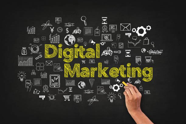 Digital Marketing Word On Blackboard